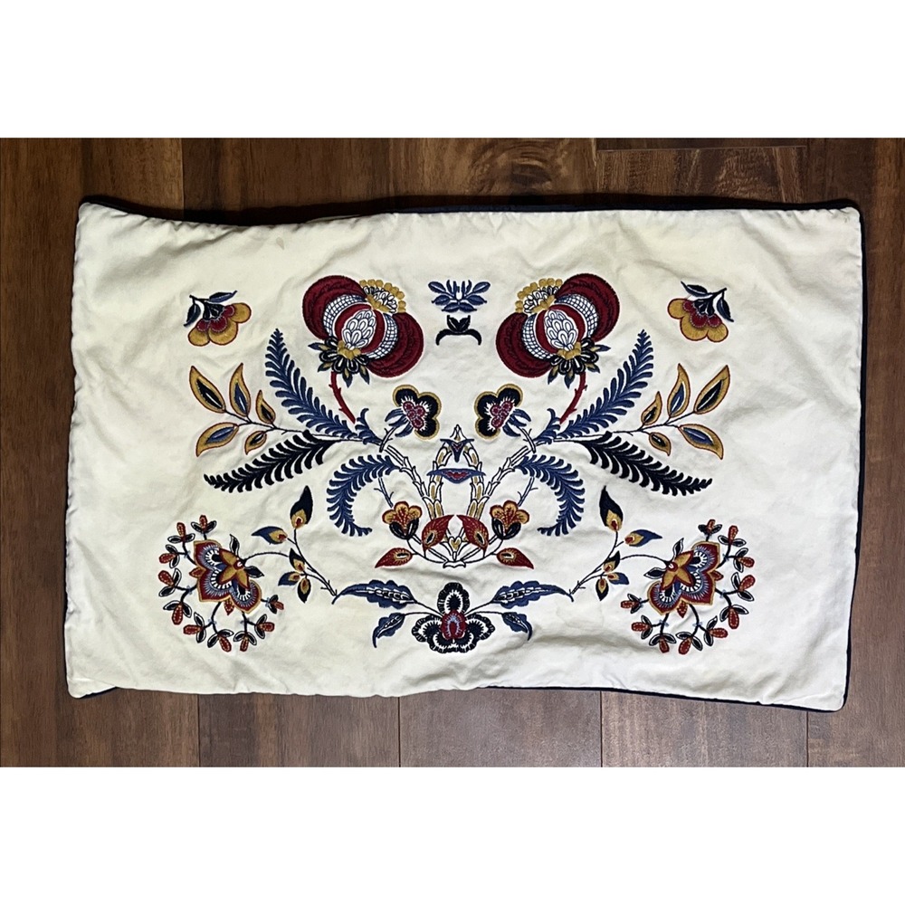 Vintage IKEA Alvine Floral 4 Button Pillow Cover Sweden Emboidered 16 x 24"